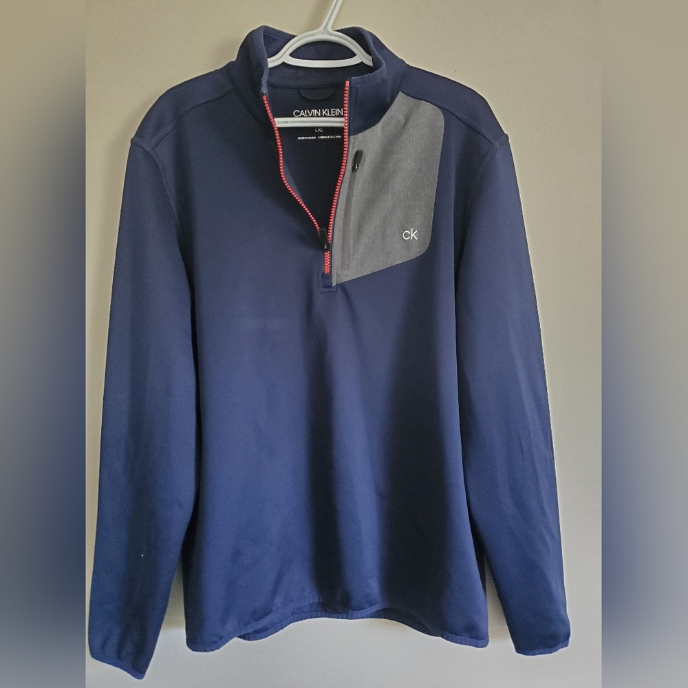 Calvin Klein Golf Shirt Men L Fleece 1/4 Zip Knit Pullover